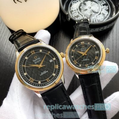 Best Copy Omega De Ville Automatic Lovers Watch Black Dial 40mm & 28mm